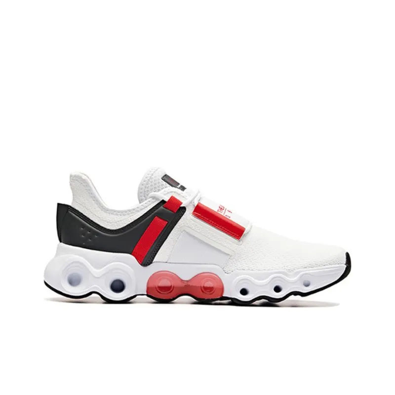 Anta Cushioned Slip-Resistant Abrasion-Resistant Breathable Low-Top Running Shoes Men's White Gray Red-1