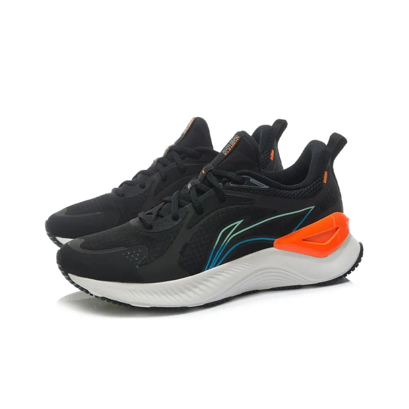 LINING YueYing Element Running Shoes Men Low Top Black/Neon Glow Orange-2