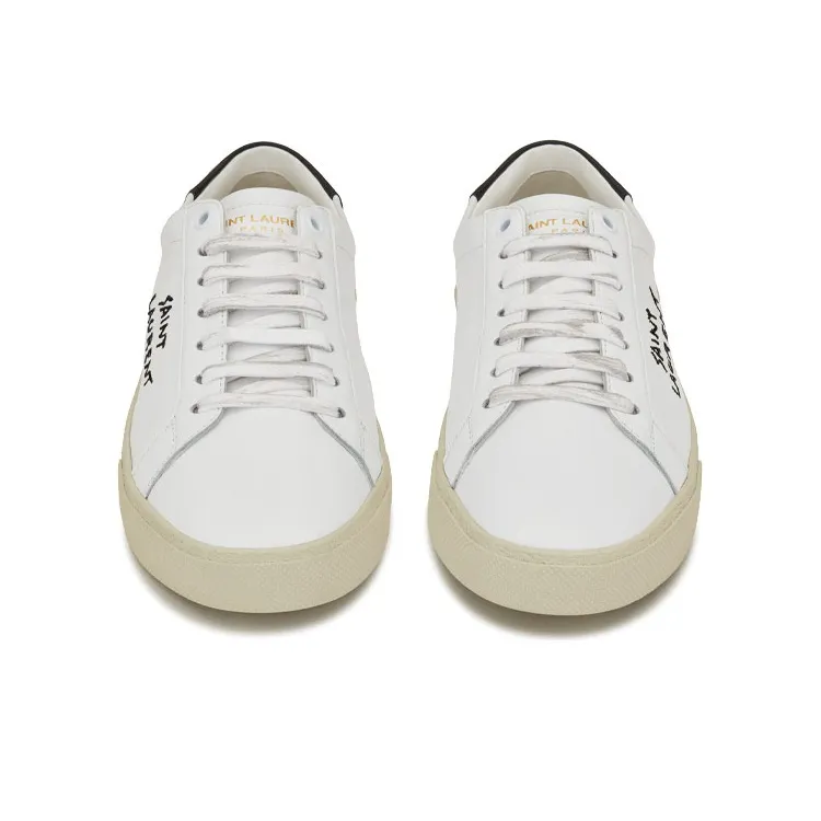 SAINT LAURENT Court Classic SL/06 Low White Black Women's-3
