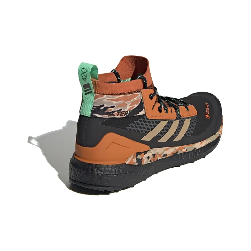 Adidas Terrex Free Hiker GTX Hiking Anti-Slip And Wear-Resistant Breathable High-Top Trekking Shoes Men's Black Orange-3