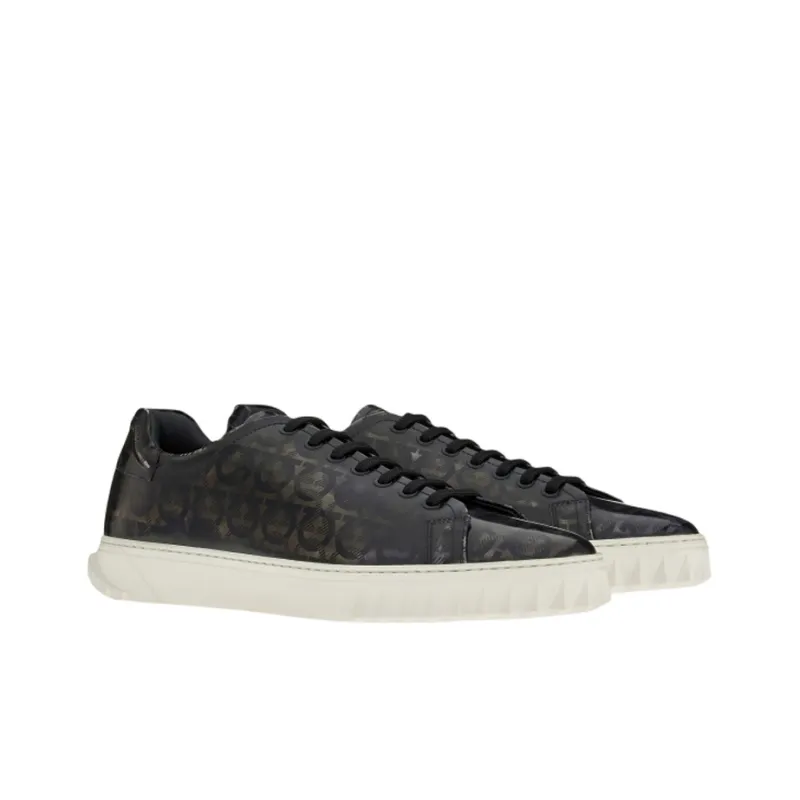 FERRAGAMO GANCINI Low Top Stylish Skateboarding Shoes Men's Light Gray-1