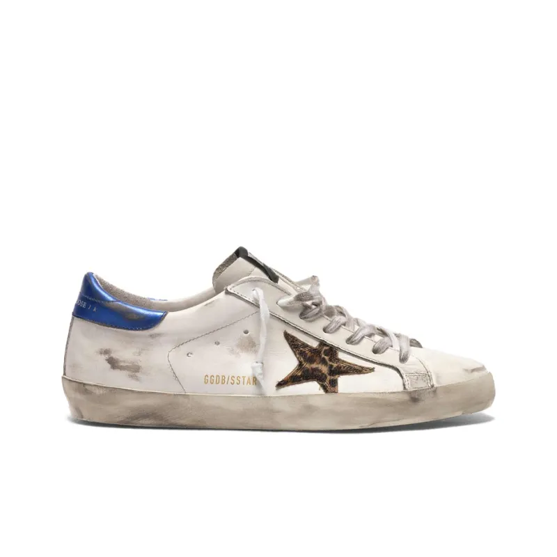 Golden Goose Super-Star Stylish Skateboarding Shoes Men's Leopard Print Blue-1