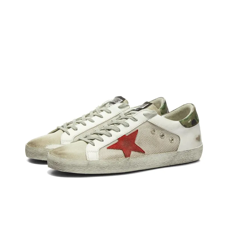 Golden Goose Super Star Stylish Skateboarding Shoes Men's White Green Red-2