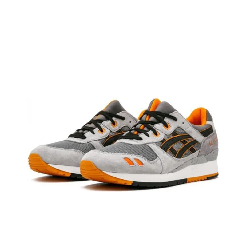 Asics Gel Lyte 3 Anti Slip And Wear Resistant Breathable Low Top Running Shoes Unisex Gray Orange-1
