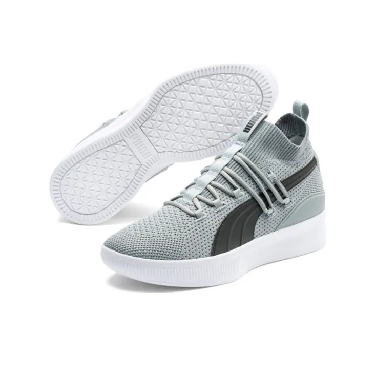 PUMA Clyde Court Core Slip Resistant, Abrasion Resistant, Lightweight Mid Top Basketball Shoes Men's Light Gray-2