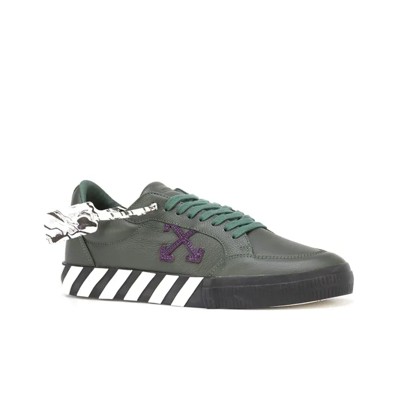 OFF WHITE Vulc Low Dark Green Leather-1
