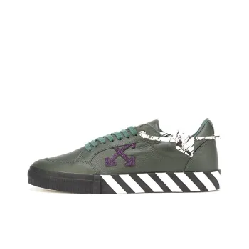OFF WHITE Vulc Low Dark Green Leather