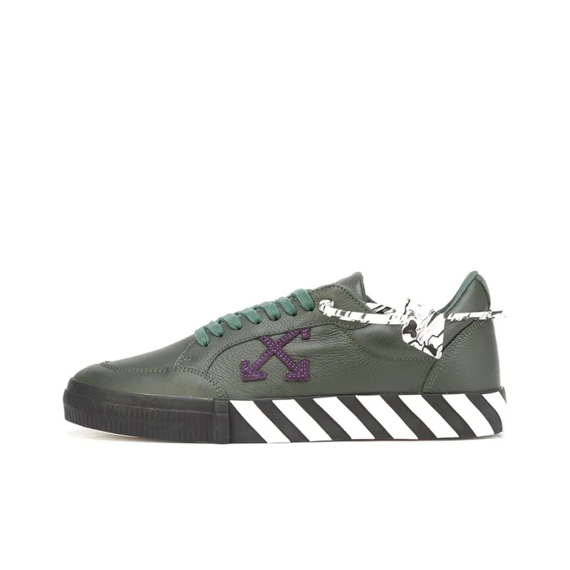 OFF WHITE Vulc Low Dark Green Leather-0