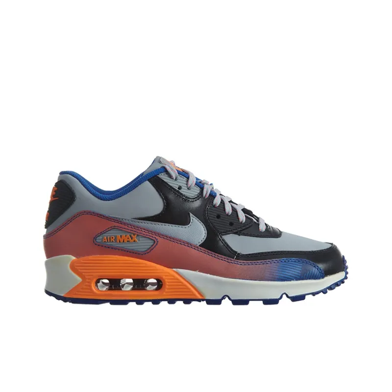Nike Air Max 90 Premium LTR Leather 'Gray Black Blue GS-1