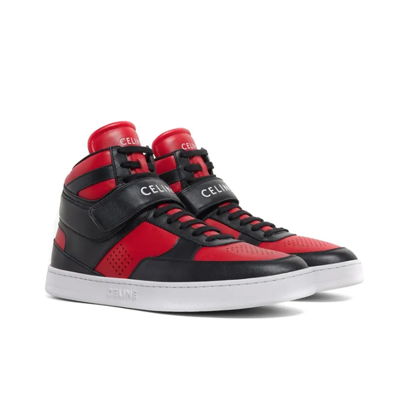 CELINE CT-03 Leather High-Top Sneakers Red Black-2