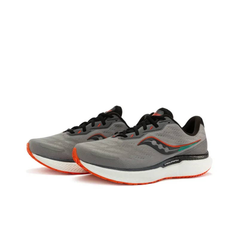 Saucony Triumph 19 Cushioning Anti-Slip And Wear-Resistant Breathable Support Low-Top Running Shoes Men's Gray Orange-2