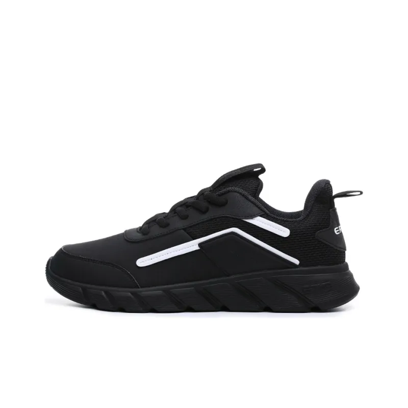 Erke Cushioning Anti Slip And Wear Resistant Low Top Running Shoes Men's Black White-0