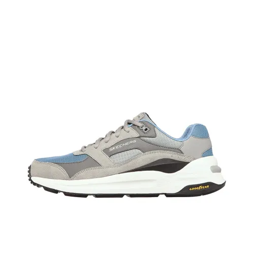 Skechers Global Jogger Cushioning Anti-Slip And Wear-Resistant Low-Top Running Shoes Men's Gray Blue