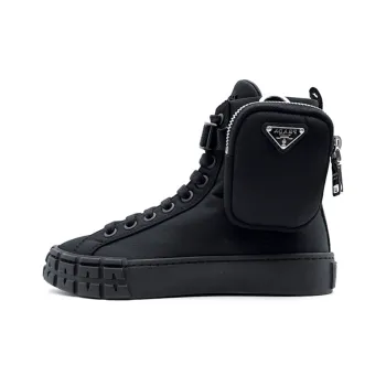 PRADA Wheel Re Nylon Hight Sneakers With Larger Pouch 'Black' Women's