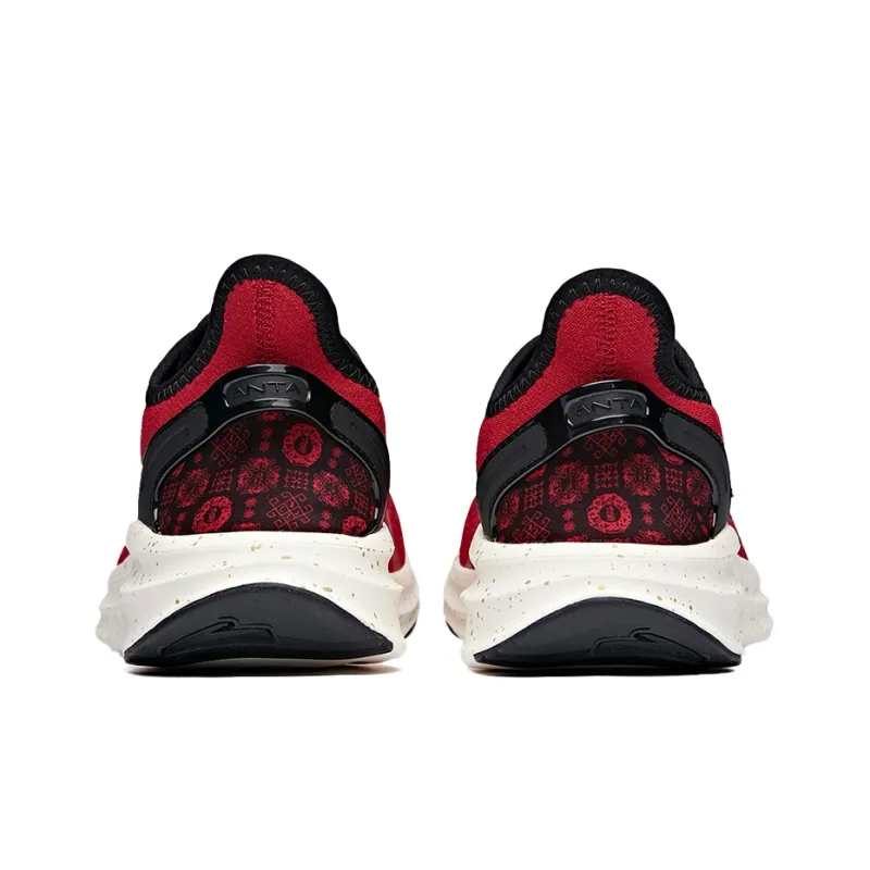 Anta Running Collection Abrasion Resistant Breathable Low Top Running Shoes Men's Black Red-3