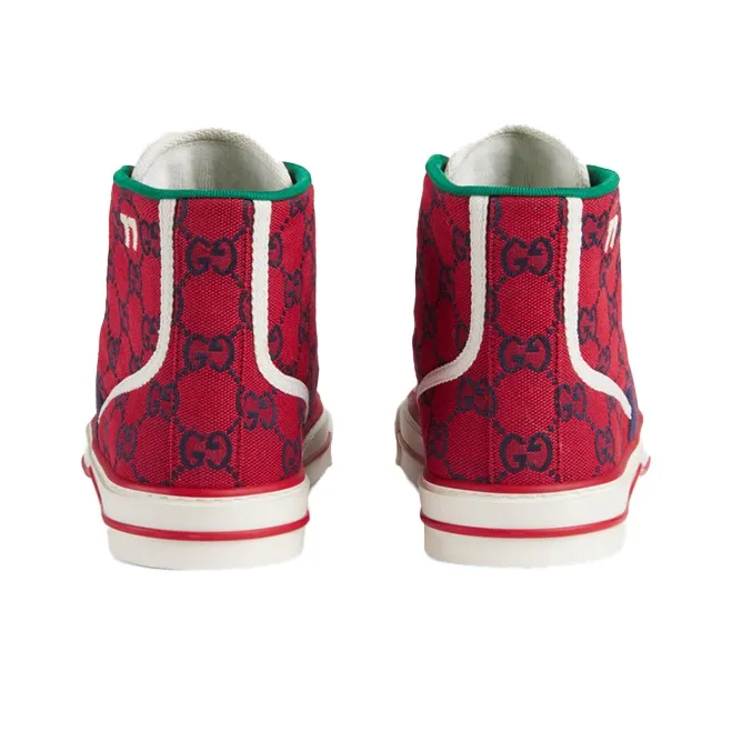 GUCCI Tennis 1977 High Top Stylish Skateboarding Shoes Women's Red-3