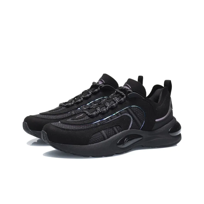 LiNing V8 Cushioning, Wear Resistant Low Top Running Shoes Men's Black-2
