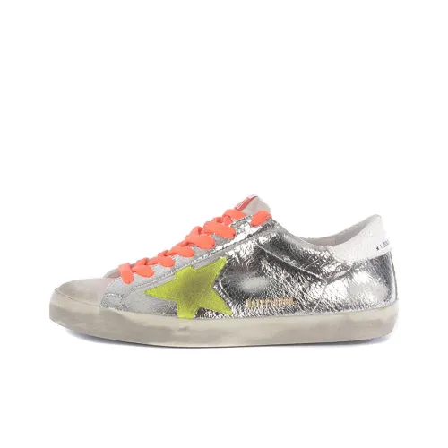 Golden Goose Super-Star Skateboard Shoes Men Low-Top Silver/Orange/Yellow