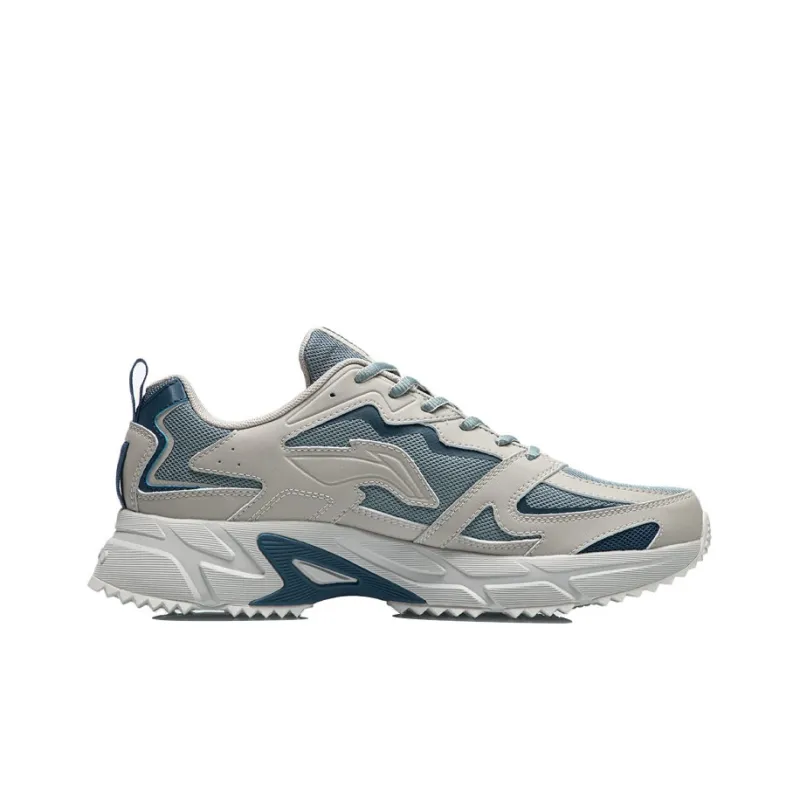LiNing Slip Resistant, Abrasion Resistant, Breathable, Rebound Low Top Sprint Running Shoes Men's Gray Green-1