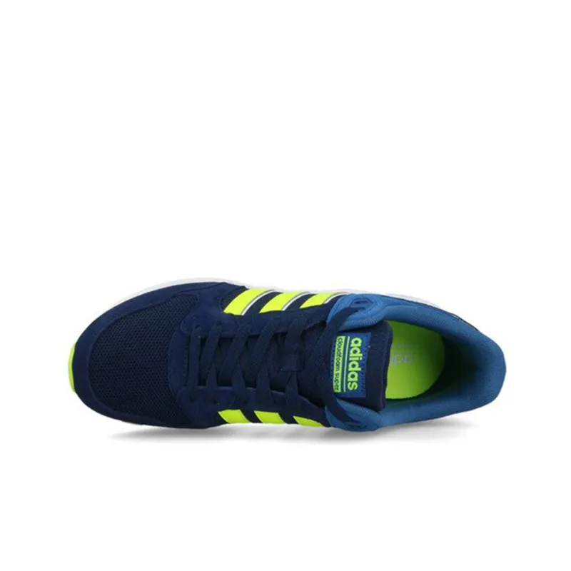 Adidas Cloudfoam Super Cushioned Wear-Resistant Breathable Low-Top Running Shoes Men's Yellow Blue-3
