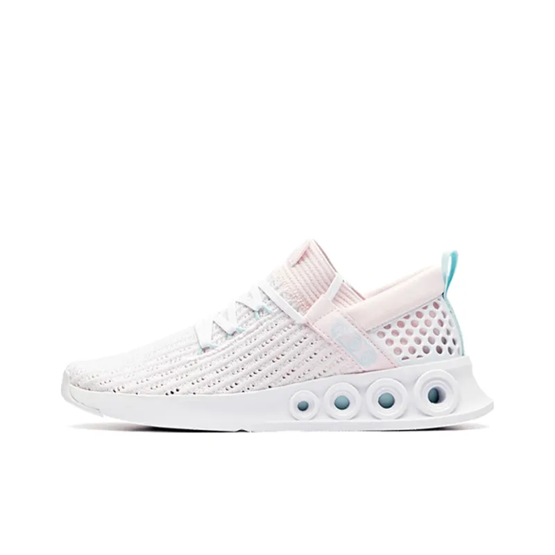 Anta Cushioning, Slip Resistant, And Abrasion Resistant Low Top Running Shoes Women's Pink Blue White-0