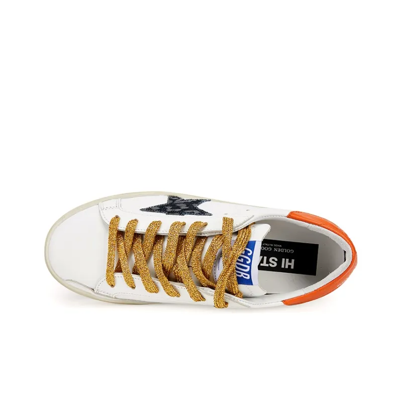 Golden Goose Hi Star Skateboard Shoes Women's White Orange Tail-3