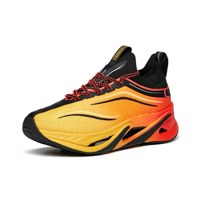Anta Running Collection Cushioned Slip-Resistant Abrasion-Resistant Low-Top Running Shoes Men's Yellow Black Red-2