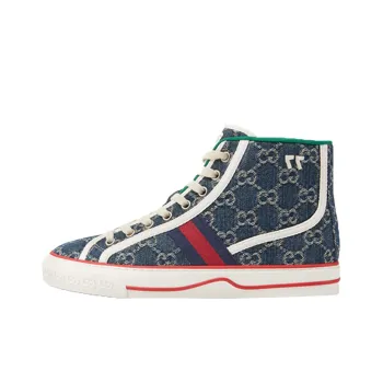GUCCI Tennis 1977 High Top Denim Gg Print Women's