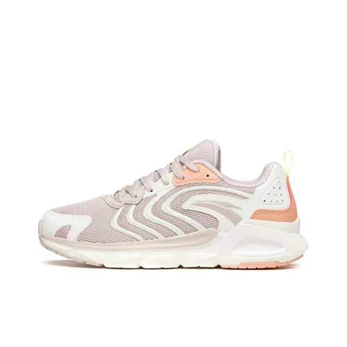 ANTA Running Shoes Women's Low-Top Dusty Gray/Ivory White/Light Rainbow Pink