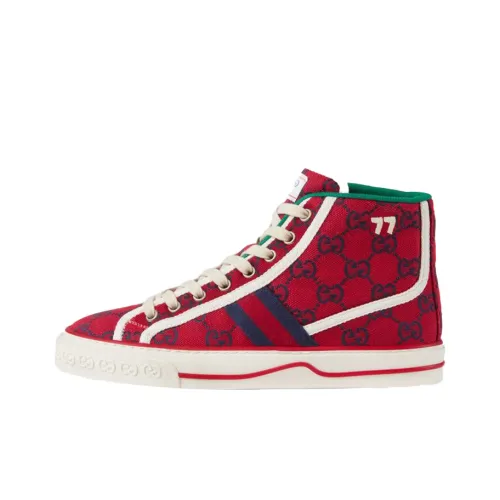 GUCCI Tennis 1977 Canvas Shoes Men High-Top Red