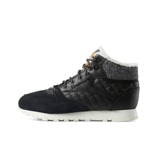 Reebok Classic Leather Running Shoes Women's High-Top Graphite Black