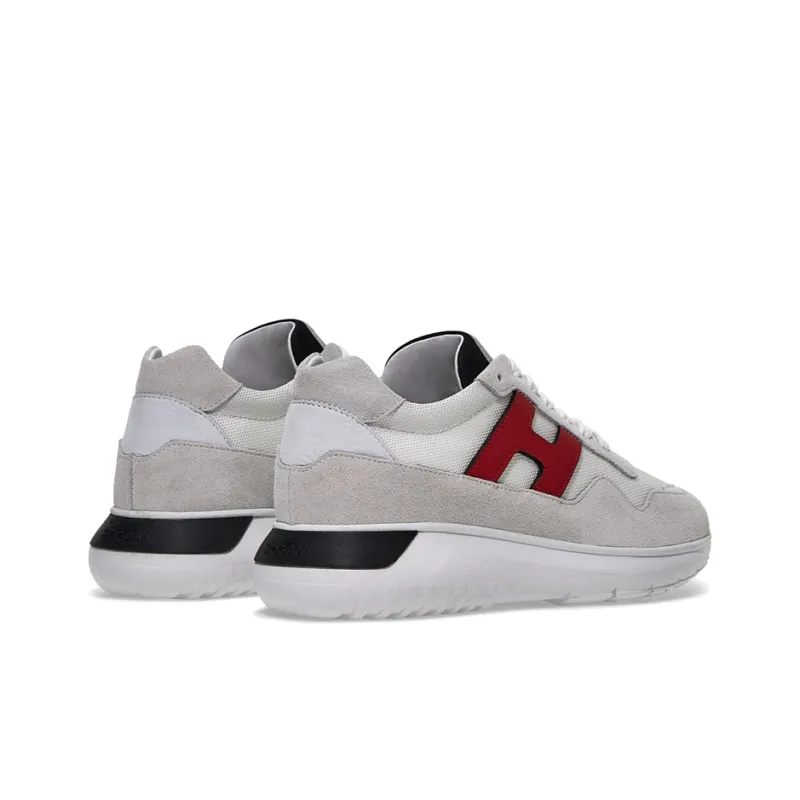HOGAN Interactive³ Cushioning, Slip Resistant, And Abrasion Resistant Low Top Sports Casual Shoes Men's Gray Red-3