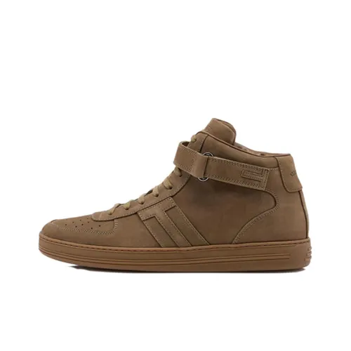 TOM FORD Skateboard Shoes Men High-Top Brown