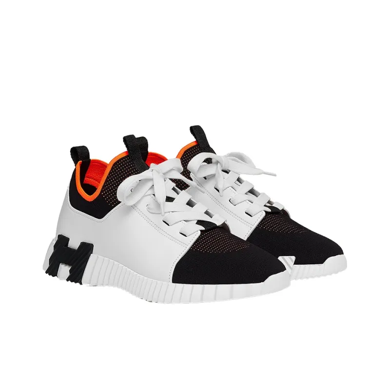 HERMES Low Top Casual Shoes Men's White Black-2