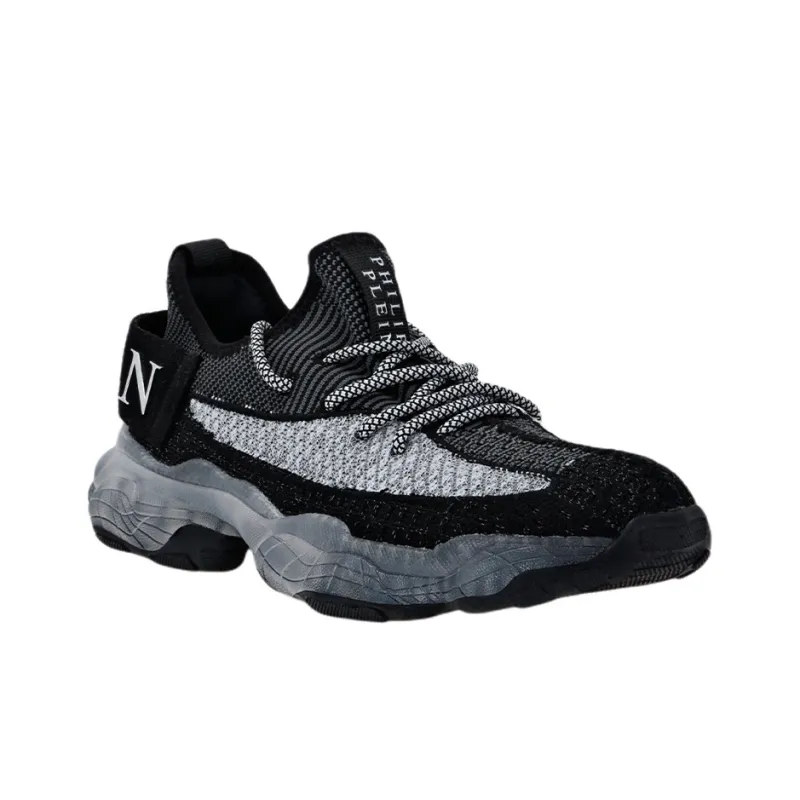 PHILIPP PLEIN Iconic Plein Cushioned Slip-Resistant Abrasion-Resistant Breathable Low-Top Casual Shoes Men's White Gray-2
