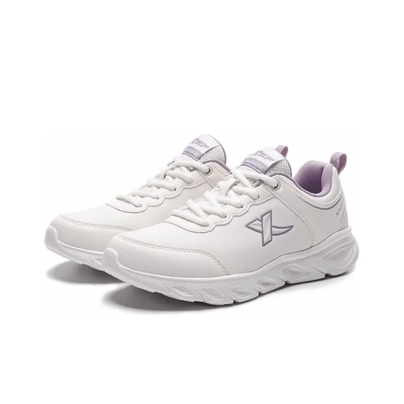XTEP Cushioning, Slip Resistant, And Abrasion Resistant Low Top Casual Running Shoes Women's Beige Purple-1