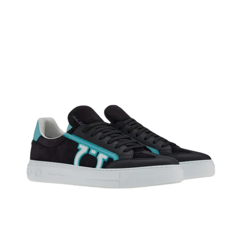 FERRAGAMO Low Top Stylish Skateboarding Shoes Men's Black-1