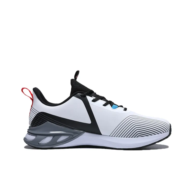PEAK Leather Style Cushioned Wear Resistant Breathable Slip Resistant Low Top Running Shoes Men's White Black-1