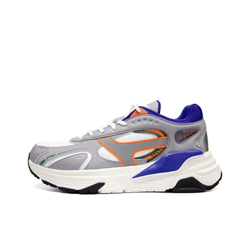 LiNing Abrasion Resistant Cushioning Low Top Running Shoes Men's White Gray-0