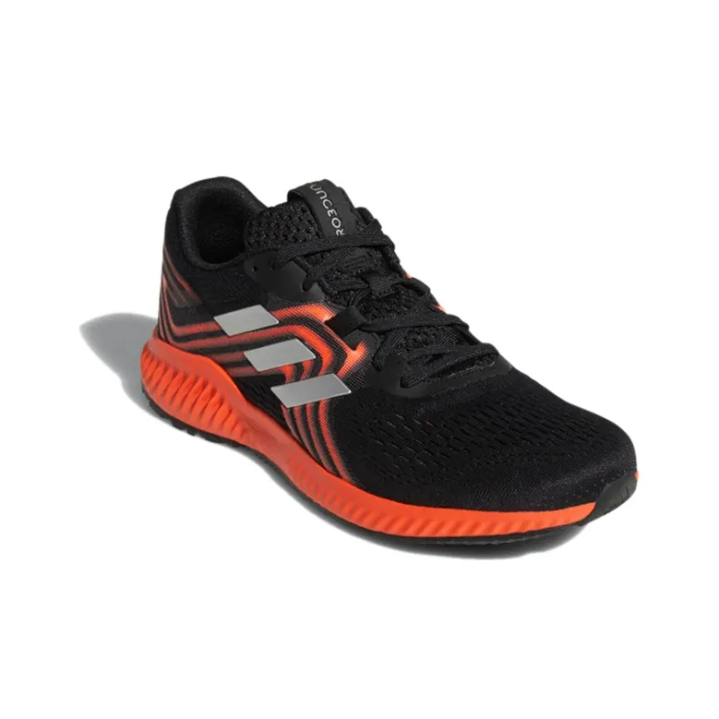 Adidas Aerobounce 2 Breathable Low-Top Running Shoes Men's Black Orange-2