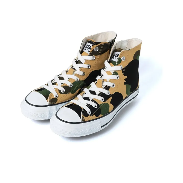 A BATHING APE Bape Ape Sta Hi Stylish Skateboarding Shoes Men's Green-1