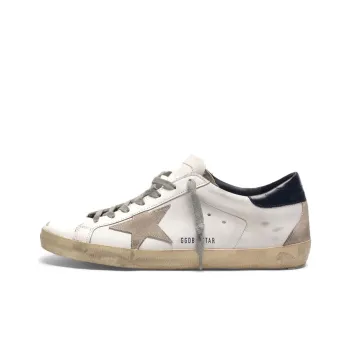 Golden Goose Super Star Low Top Stylish Skateboarding Shoes Men's Beige White Black Distressed Style