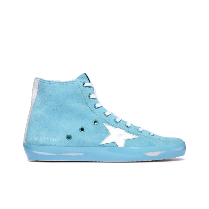 Golden Goose Francy Skateboard Shoes Women's High Top Lake Blue-1