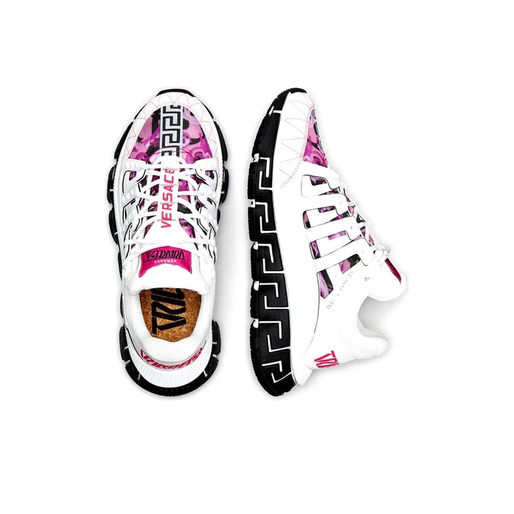 VERSACE Women's Trigreca 'White Pale Pink'-2