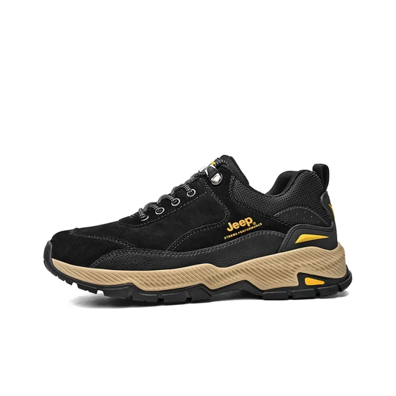 Jeep Hiking / Trekking Shoes Men Low Top Black/Sand Yellow-0