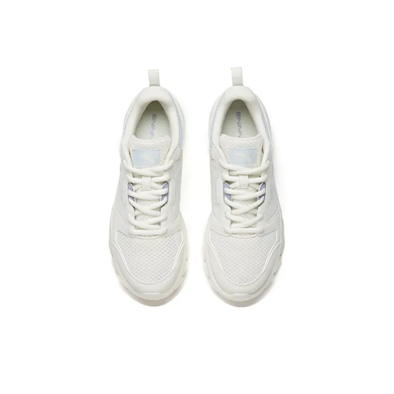 Anta Running Collection Breathable Lightweight Wear-Resistant Slip-Resistant Low-Top Running Shoes Women's White Blue-3