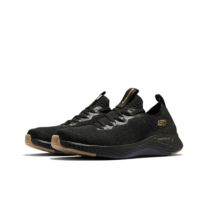 Skechers Solar Fuse Cushioning Anti-Slip Wear-Resistant Breathability Low-Top Casual Running Shoes Men's Black Gold-2
