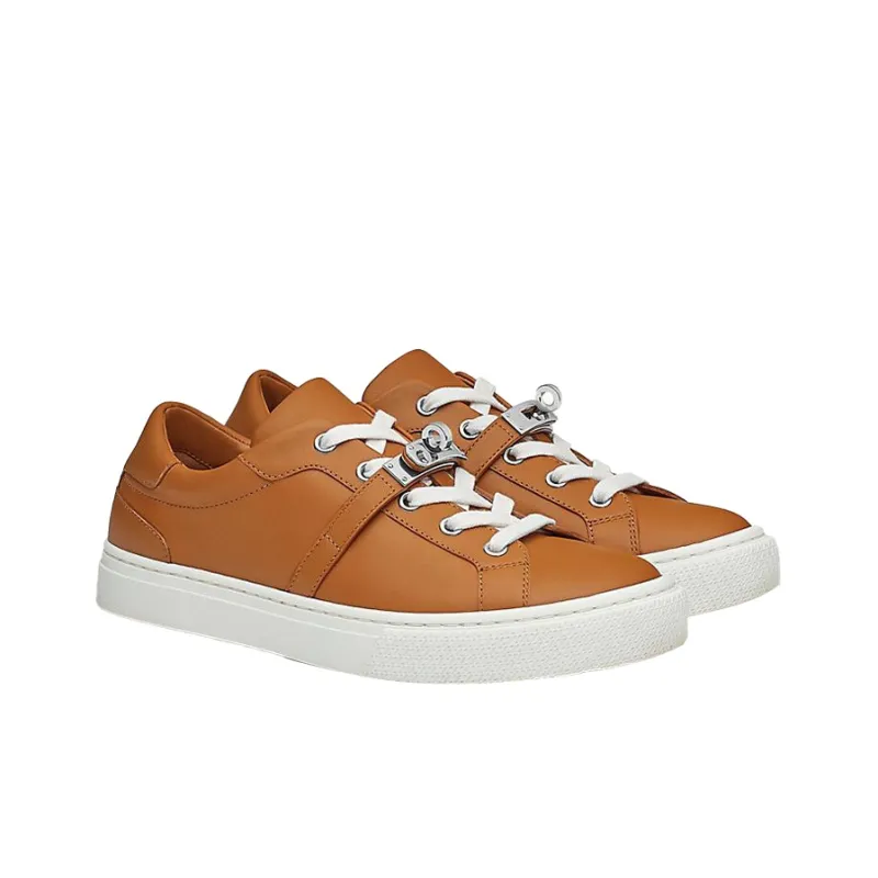 HERMES Day Sneakers Low Top Stylish Skateboarding Shoes Women's Brown-3