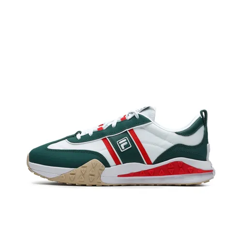 FILA Brick Cushioning Anti Slip And Wear Resistant Support Lightweight Rebound Low Top Casual Shoes Men's White Green