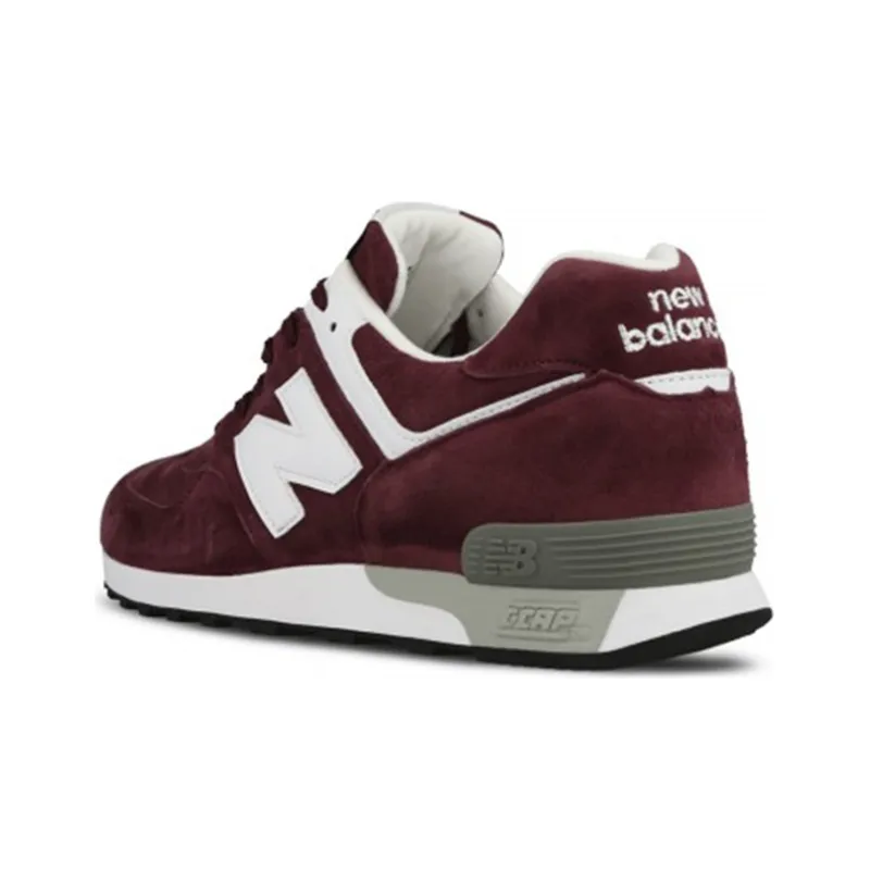 New Balance NB 576 Wear-Resistant Low-Top Marathon Running Shoes Men's Burgundy Made In UK-3